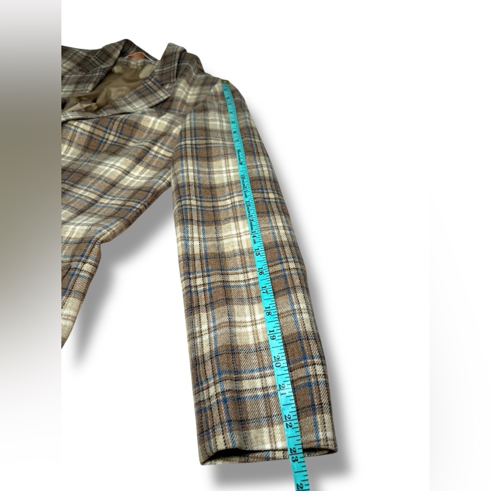 Pendleton Tan And Brown Plaid Blazer Sz Lg Large … - image 8
